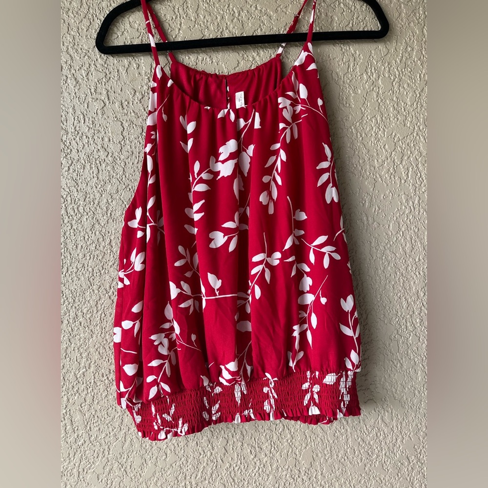 Nine Britton Red and White Floral Blouse